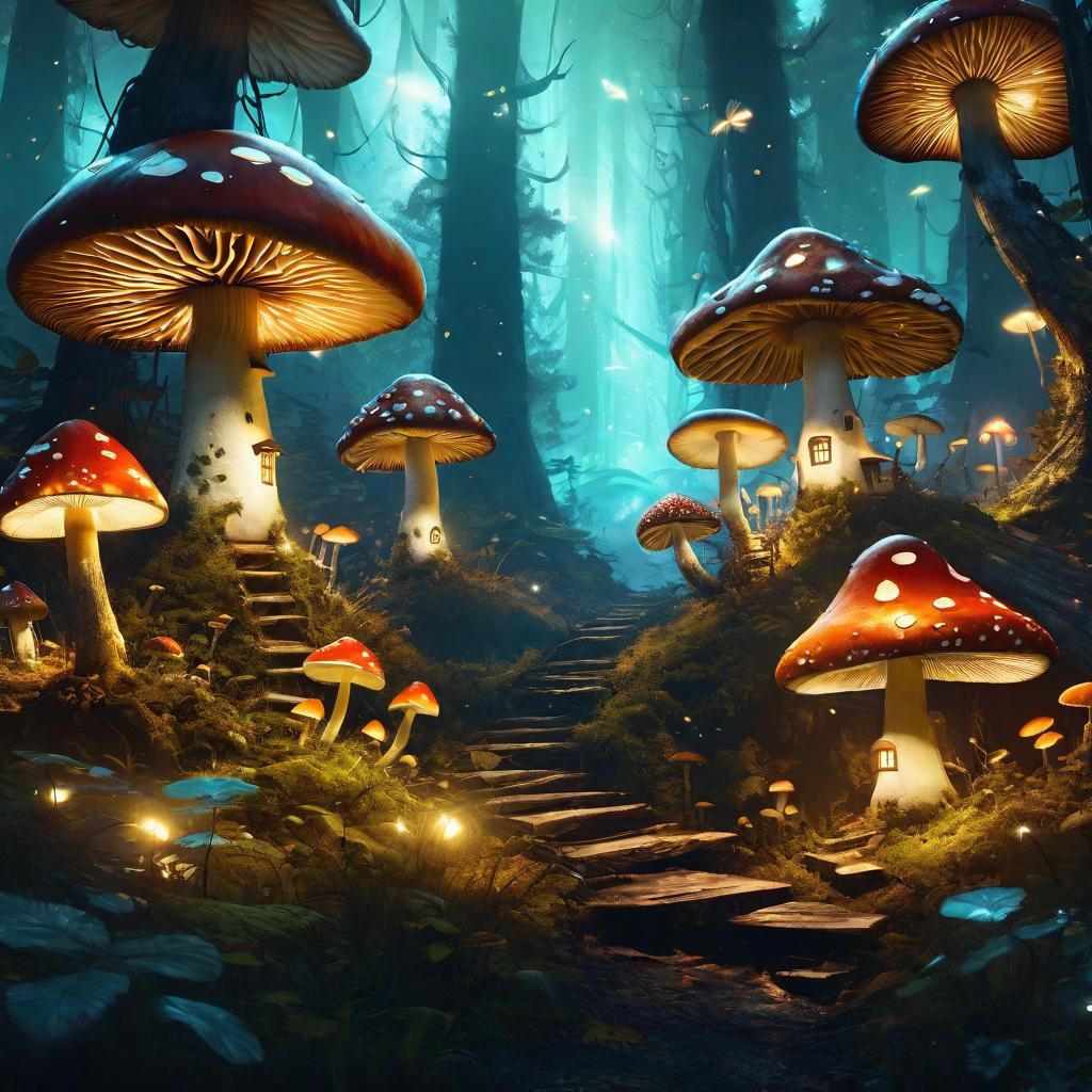 The Mushroom Village - Ai Generated Artwork - Nightcafe Creator