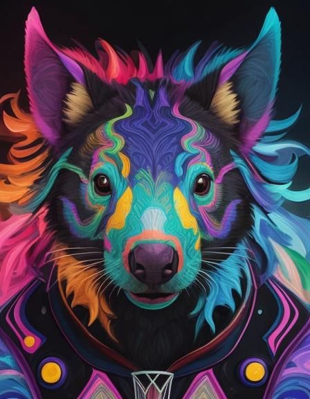 Hyper detailed cubist (psychedelic artwork of a wombat:1,8) made of ...