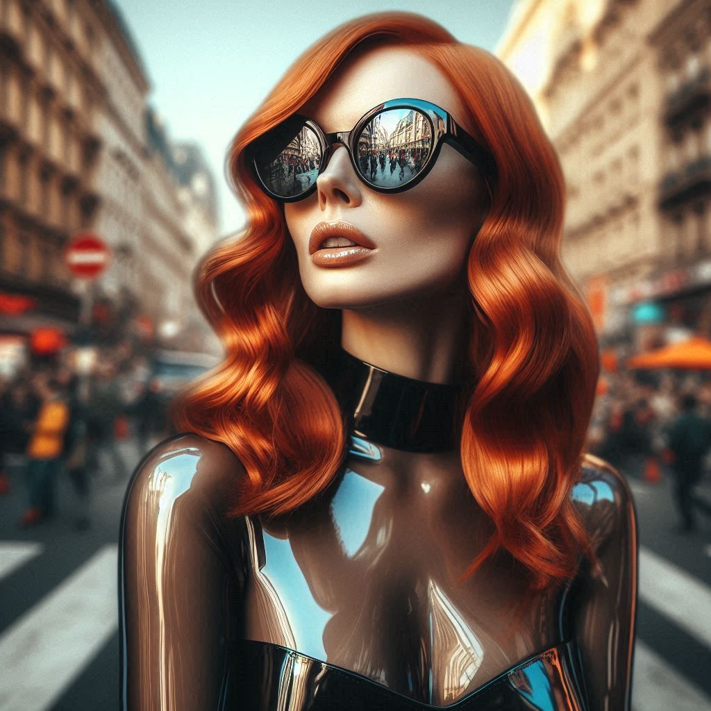 Reflecting a busy street