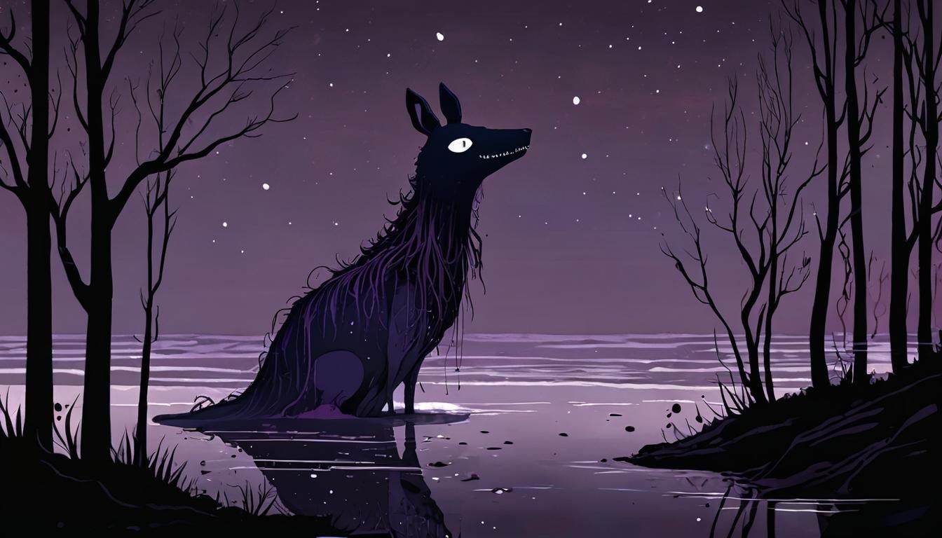 Slime Night Engulfs Animals: Minimalist Digital Comic