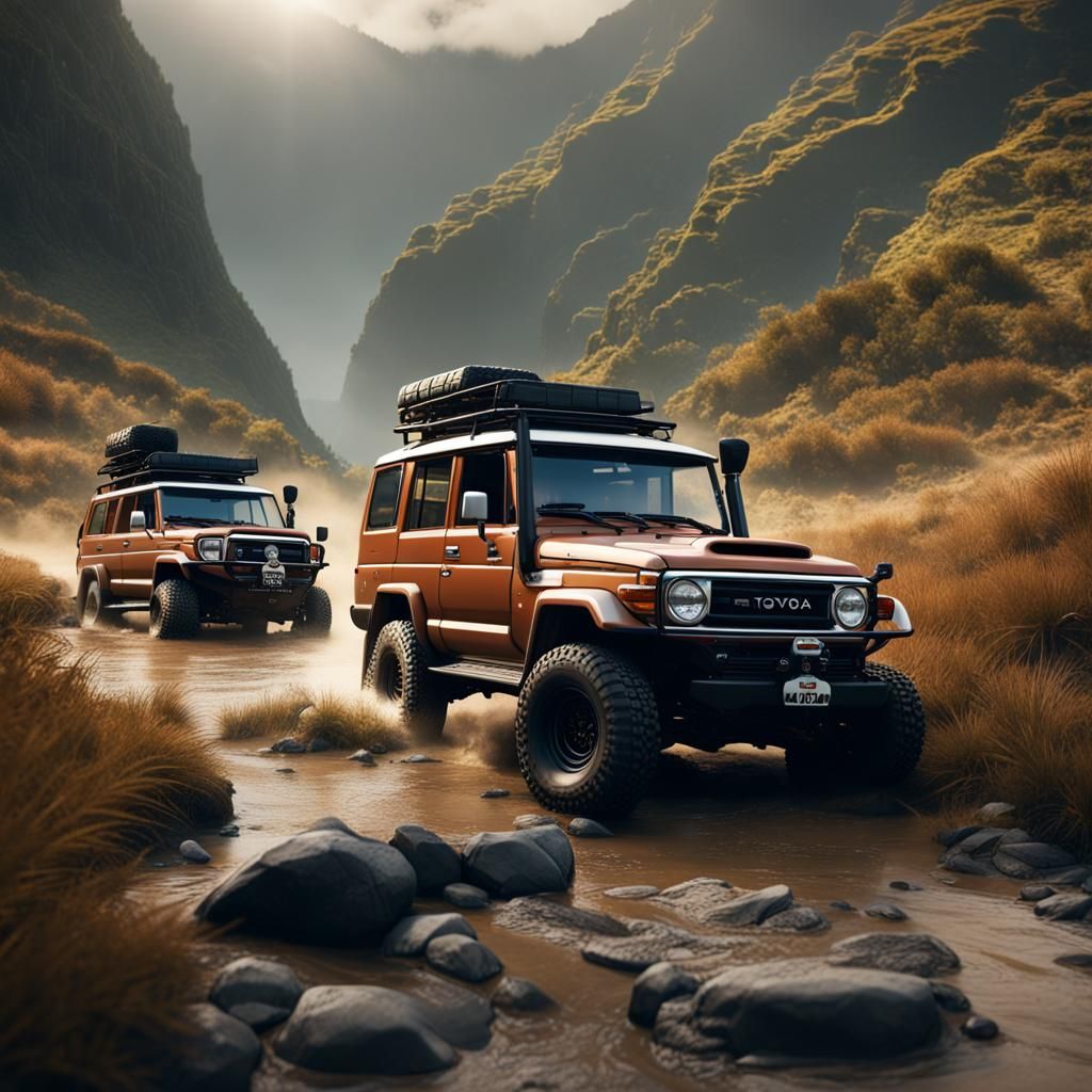 toyota land cruisers going off roading in new zealand