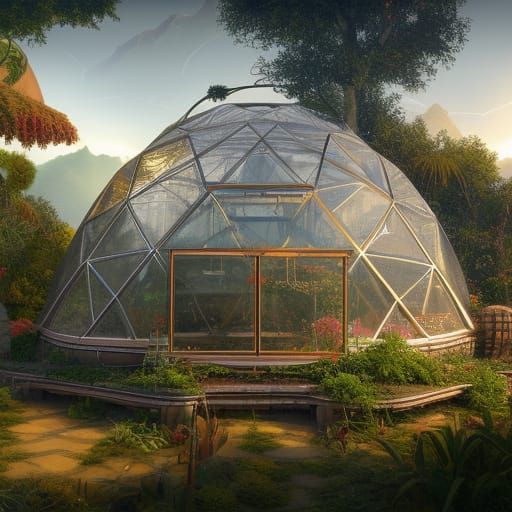 More home-grown vegetables, like in this geodesic greenhouse.  by @Steve Dufour