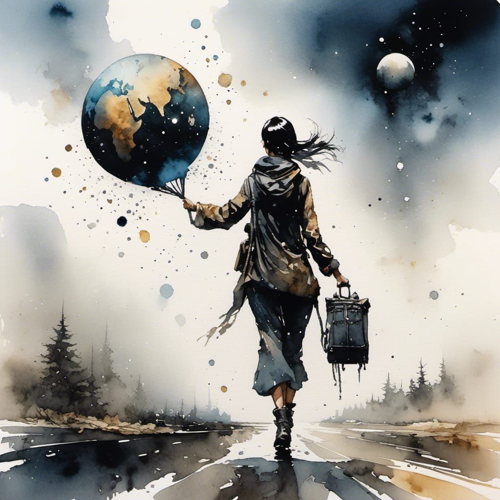 A beautiful woman hitchhiking her way across the multiverse....