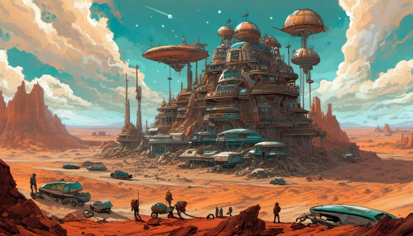exoplanet:alien-hotel,badlands,türkis,orange,bronze,grün,rot...