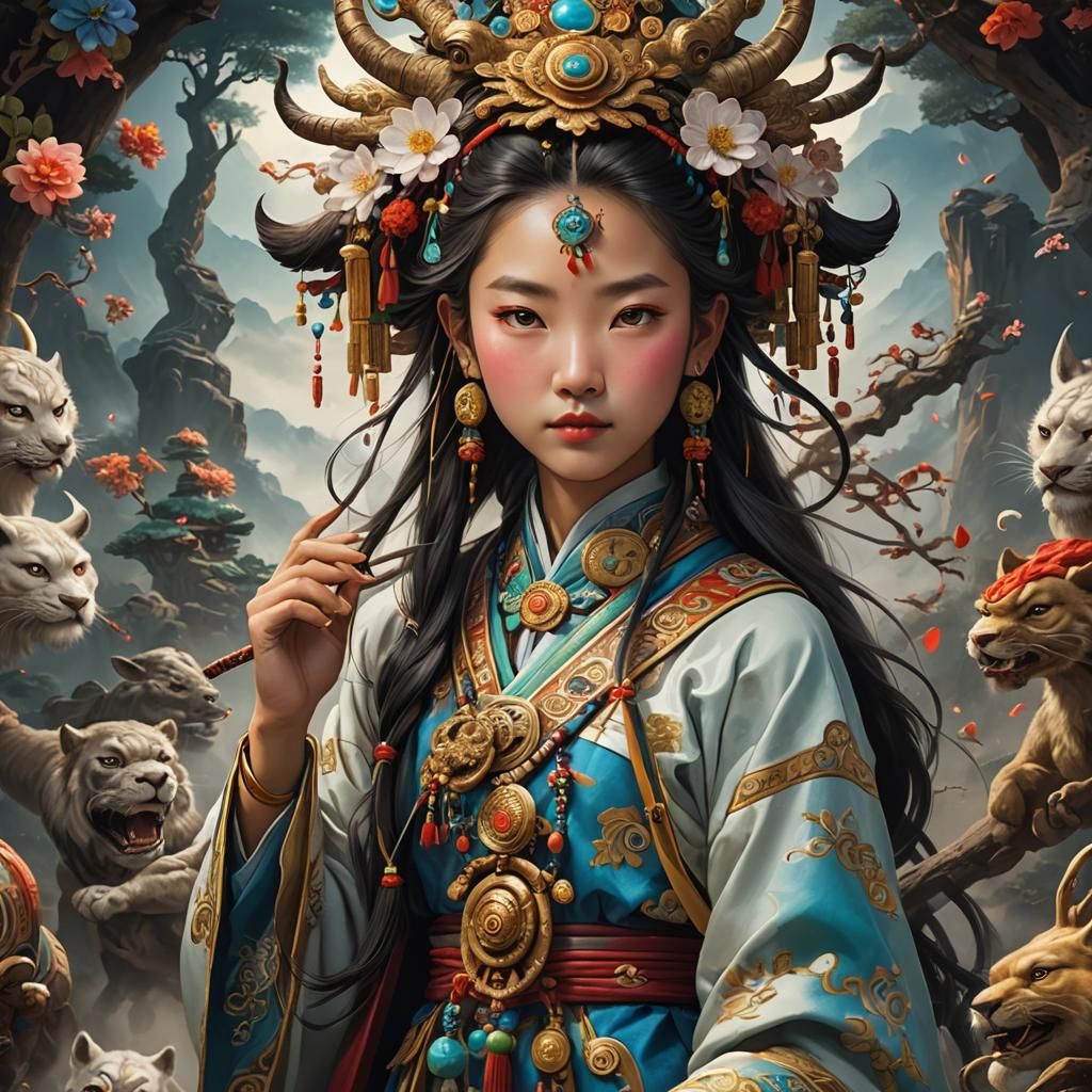 Naxi Chinese shamanismnu, fantasy, magic, portraits, surreal, whimsy ...