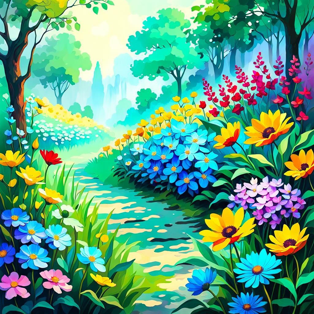 Lush flowerbed