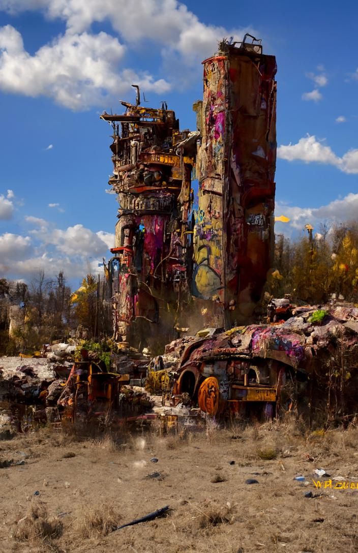 Post apocalyptic wonderland detailed matte painting, deep co...