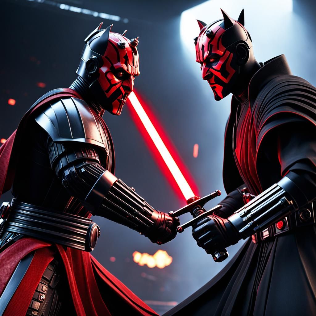 Darth Maul, dueling himself - AI Generated Artwork - NightCafe Creator