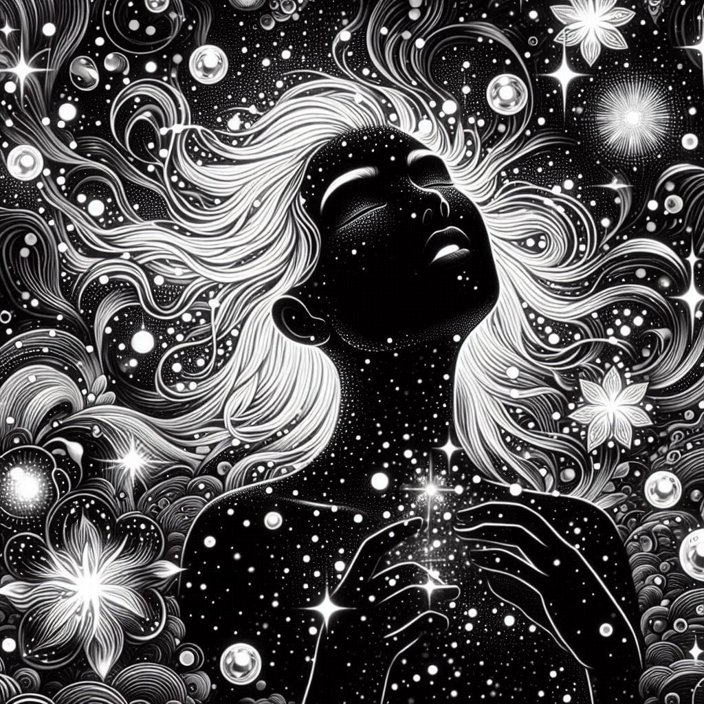 woman swimming in the cosmos