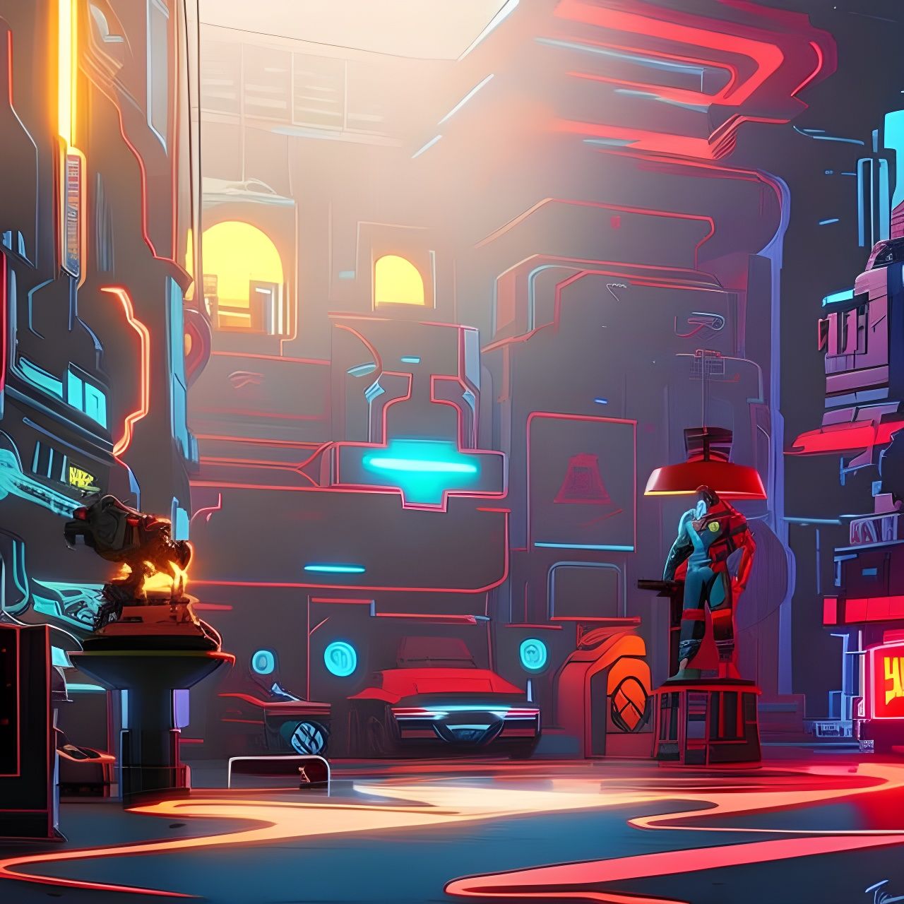 Neon bedroom Hyper-detailed masterpiece by Nate Simpson Jim ...