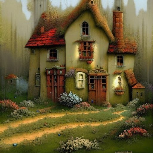 in a gray forbidding city a cozy little cottage in a lush bl...