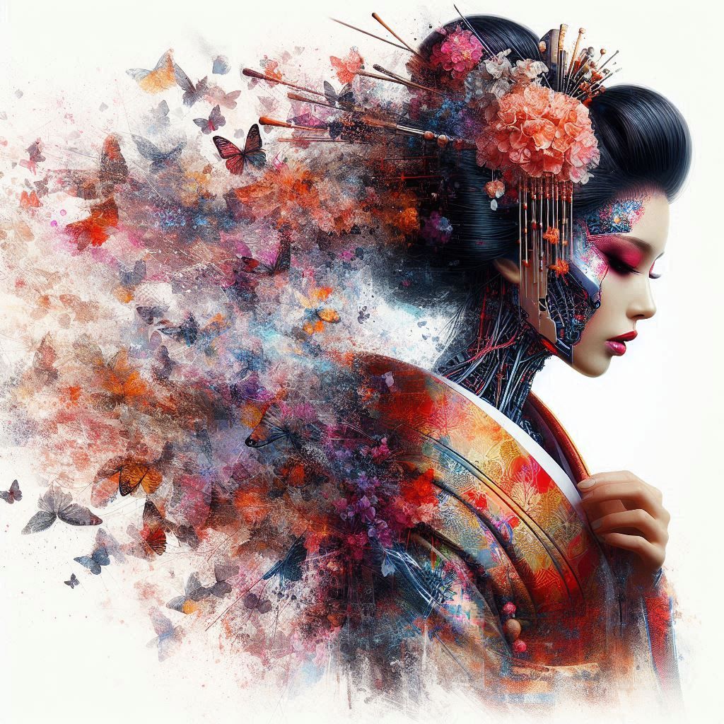 double exposure beautiful fantasy DALL-E 3 portrait landscape..