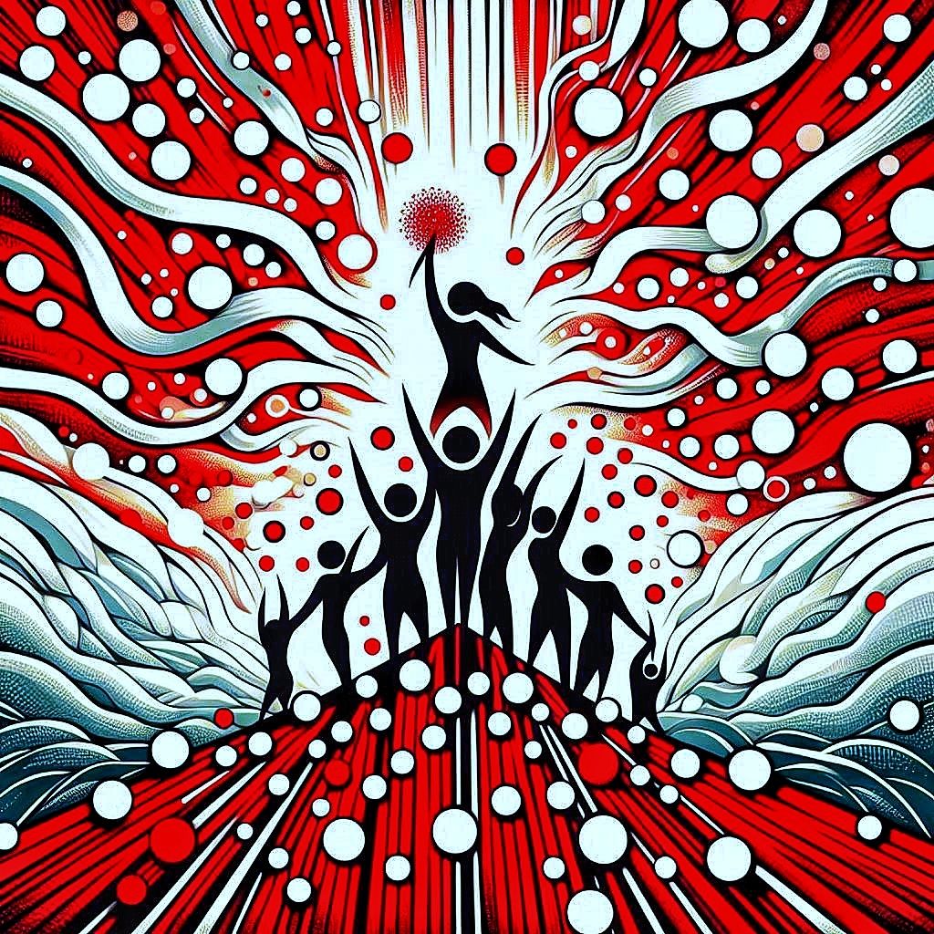 Abstract in red polkadots 2