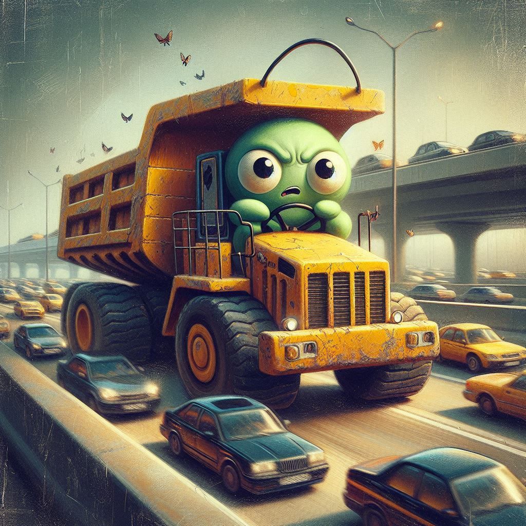 Overexcited:  Road Raging Caterpillar in a Caterpillar