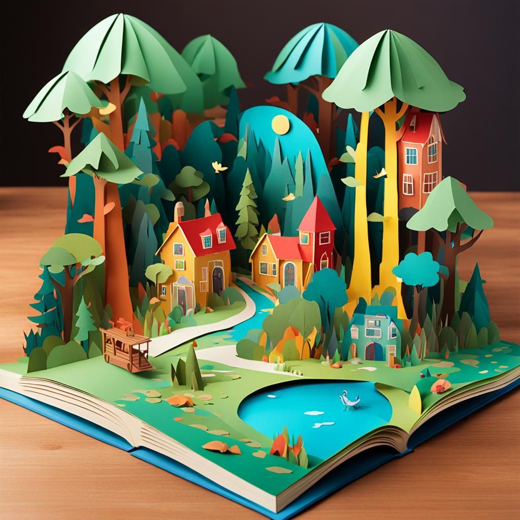 Pop-up storybook Interactive three-dimensional scenes Colorf...