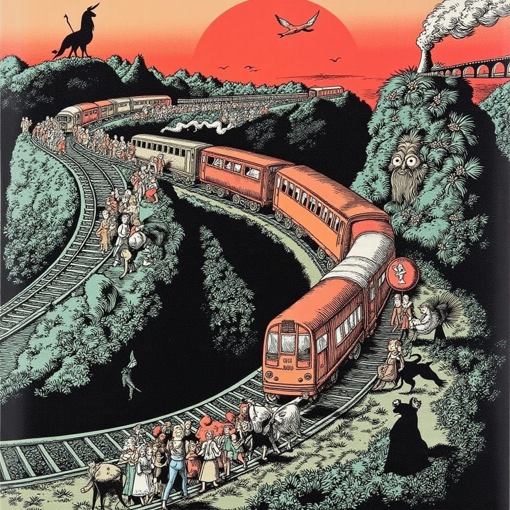 <lora:Hans Arnold 2:1.0> Last Train to Transcentral in Color