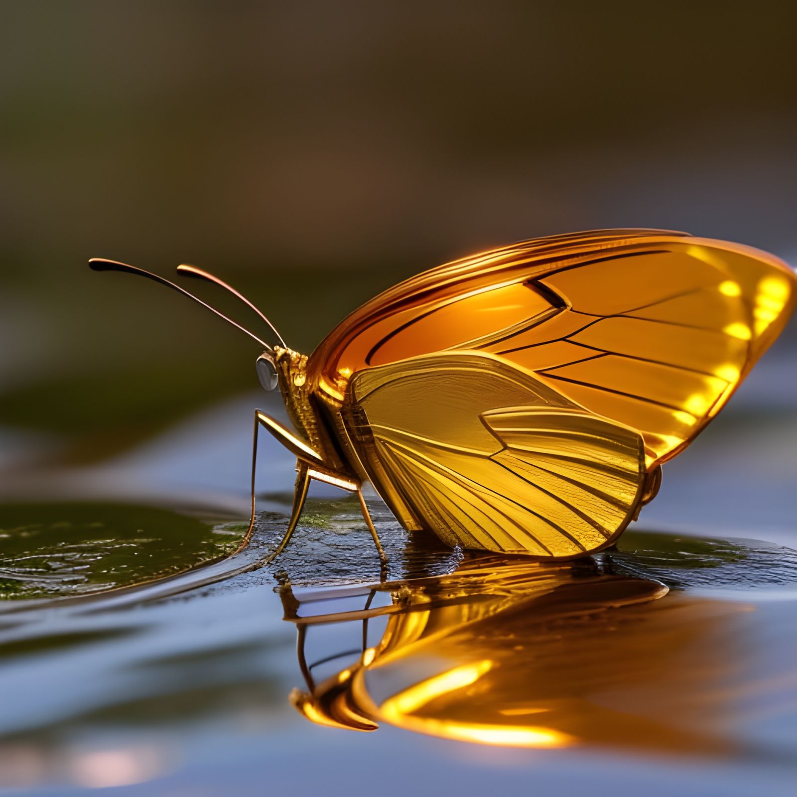 golden mechanical butterfly  by @Hani