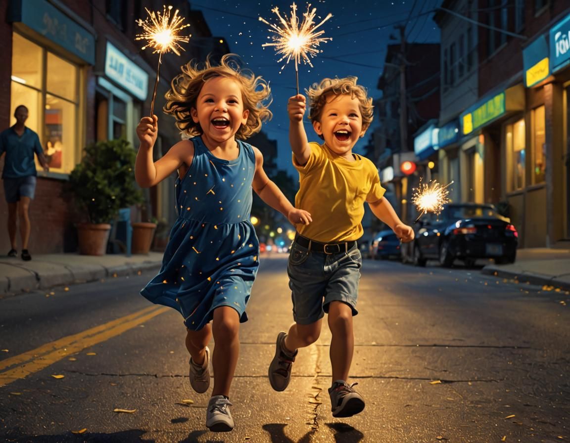 Little Kids and Their Sparklers  by @Thoragh
