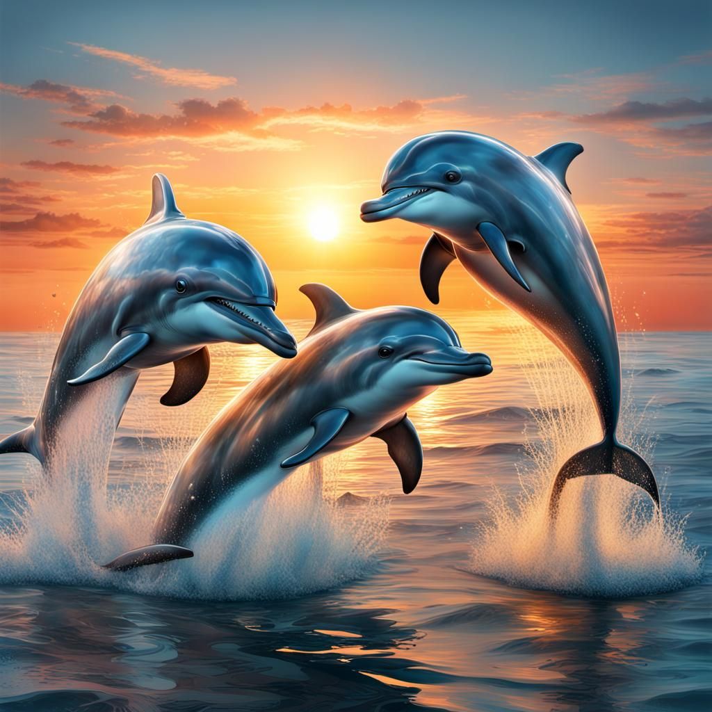 dolphins at sunrise