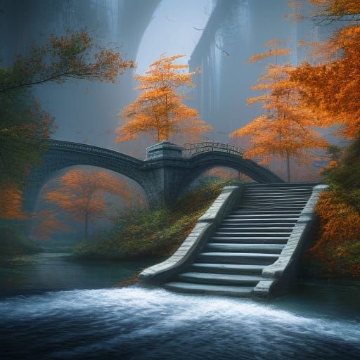 Staircase in a park at night