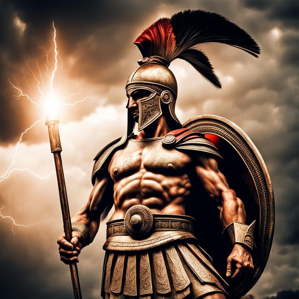 Greek Hoplite Thunder God - AI Generated Artwork - NightCafe Creator