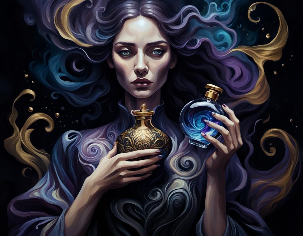 black background darkness perfume oil AI Generated Artwork