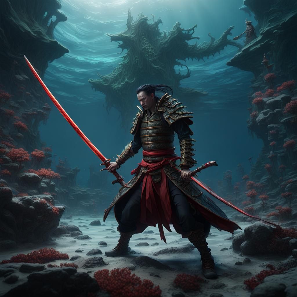 Vampire samurai on the ocean floor