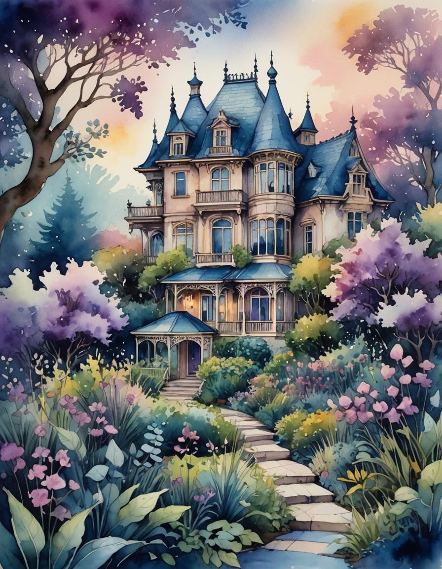 Watercolor Country House