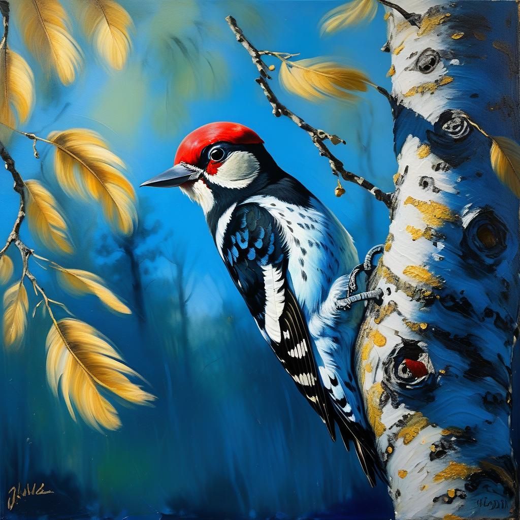 An acorn woodpecker in a tree