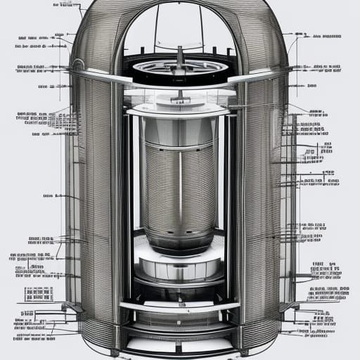 Complicated drawing of a time machine