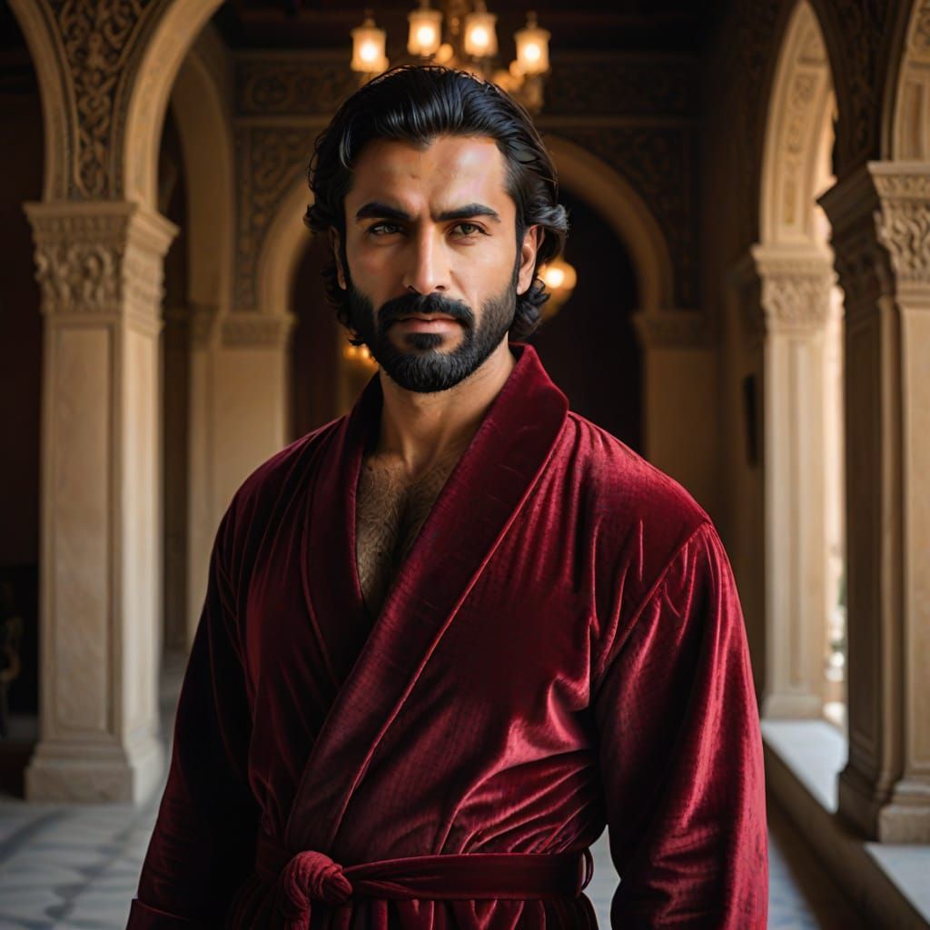 Chiseled Arab Prince in Opulent Palace Chamber