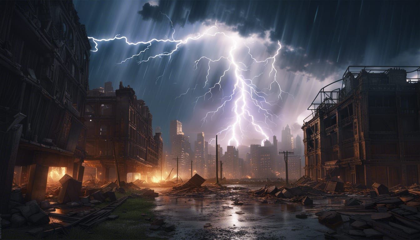 Storm over Dystopia - AI Generated Artwork - NightCafe Creator