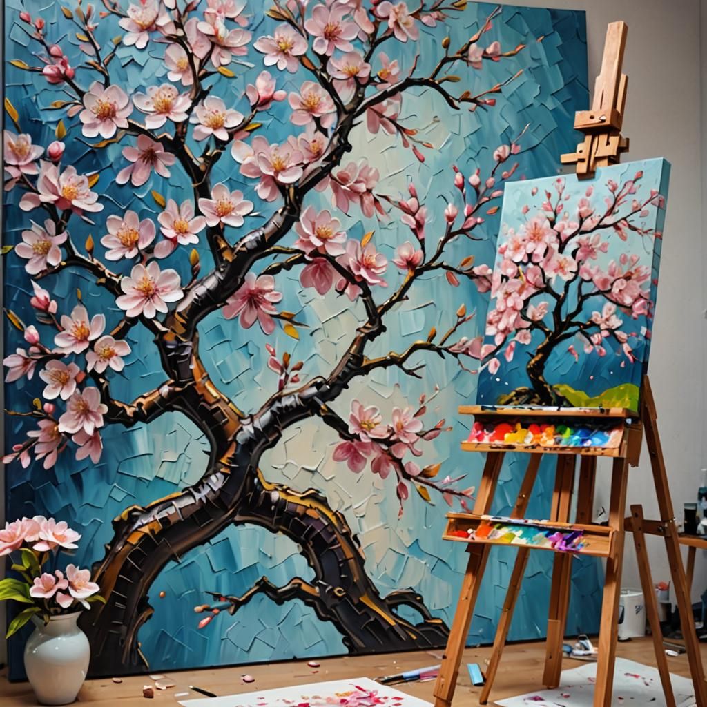 Impasto cherry magnolias