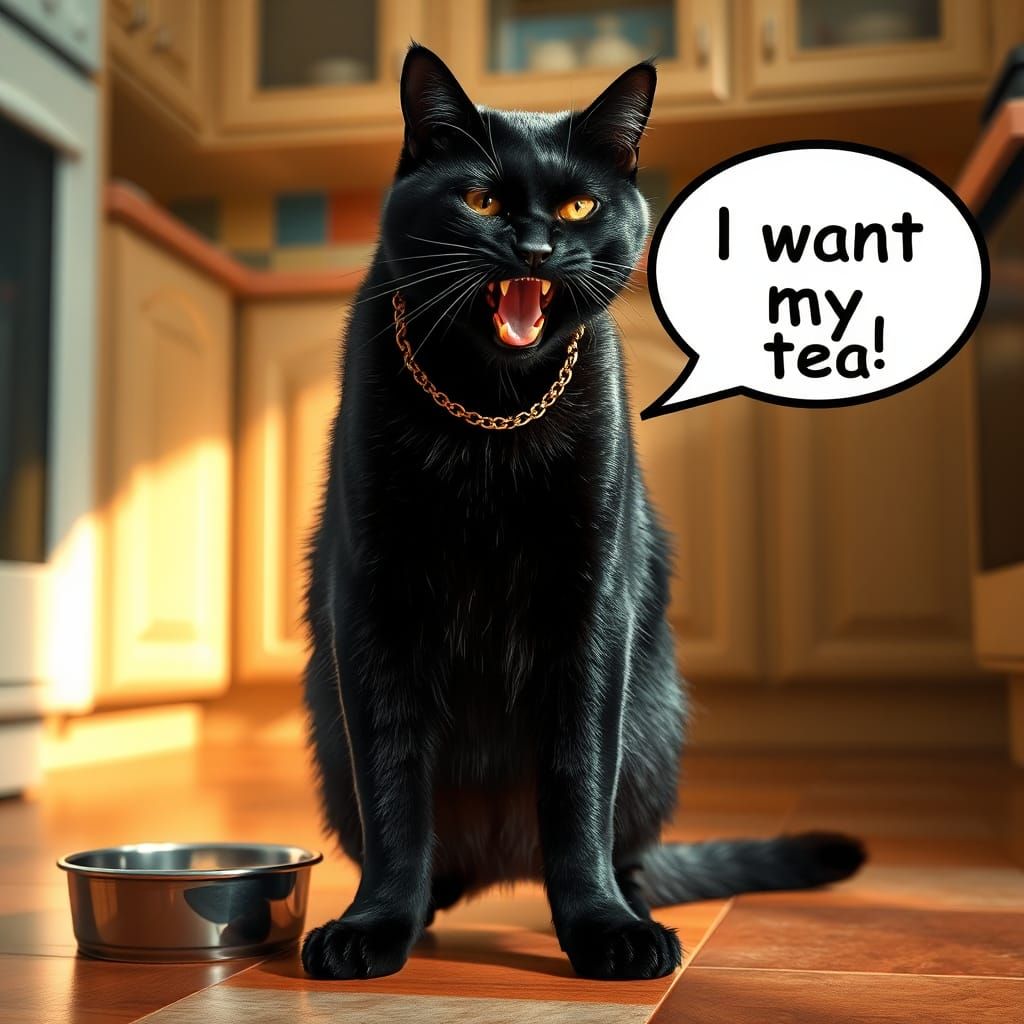 Cat wants his tea.