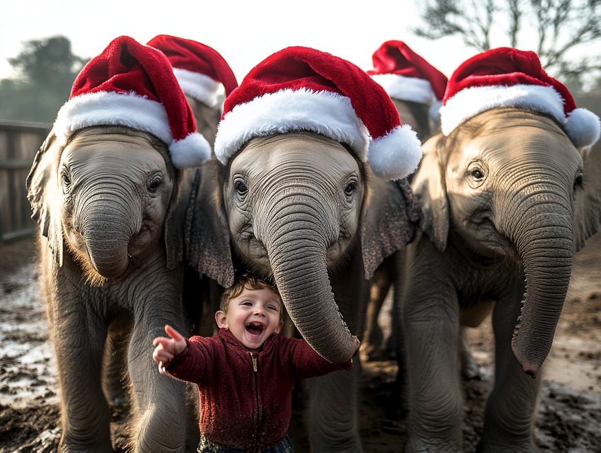Photobombing The Elephant Family's Christmas Portrait