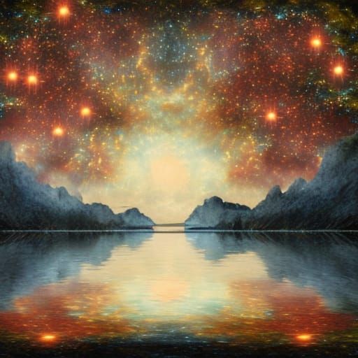 Nebula over the lake  by @Gorkwobbler