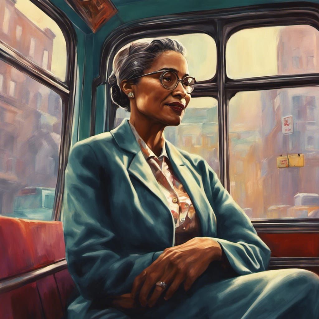 Rosa parks sitting in a city bus in the 1950's - AI Generated Artwork ...