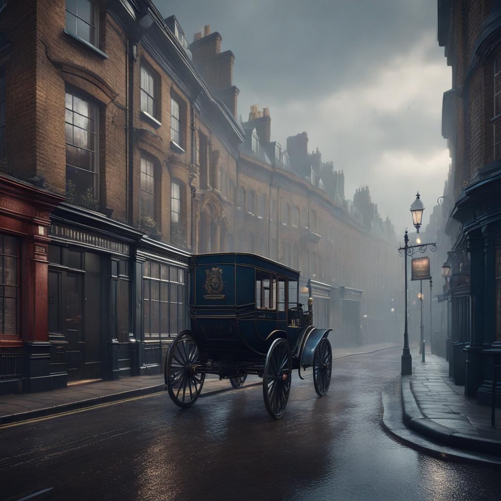 1880s misty London street