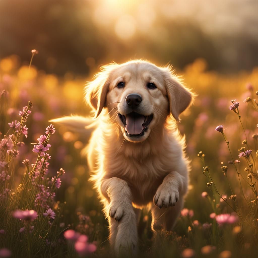 Cute Golden Retriever puppy in Fairy Tale - AI Generated Artwork ...