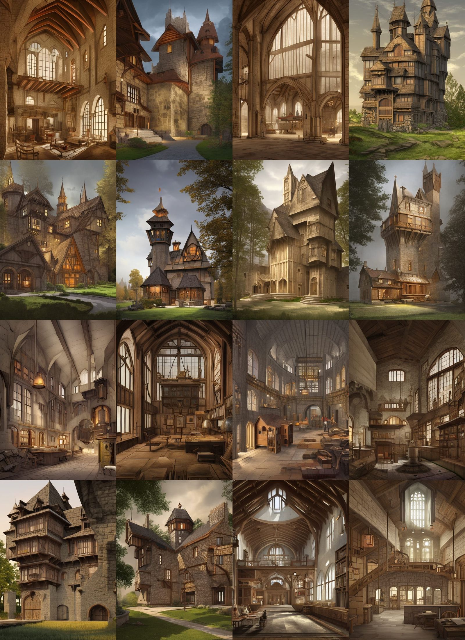 Middle Ages; Castle Clockwork of Manual Laborers, Medival Te...