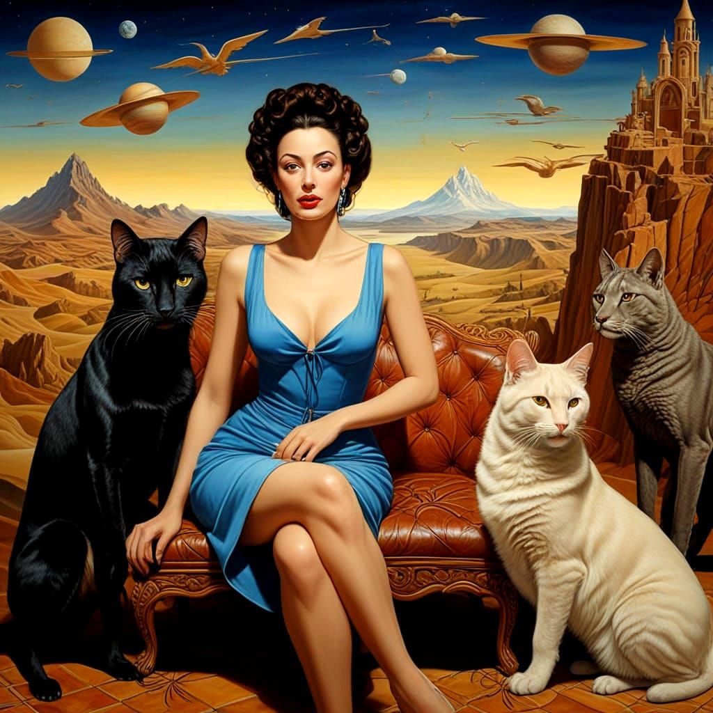 Stunning Hyperrealistic Portrait of a Happy Lady in Whimsica...