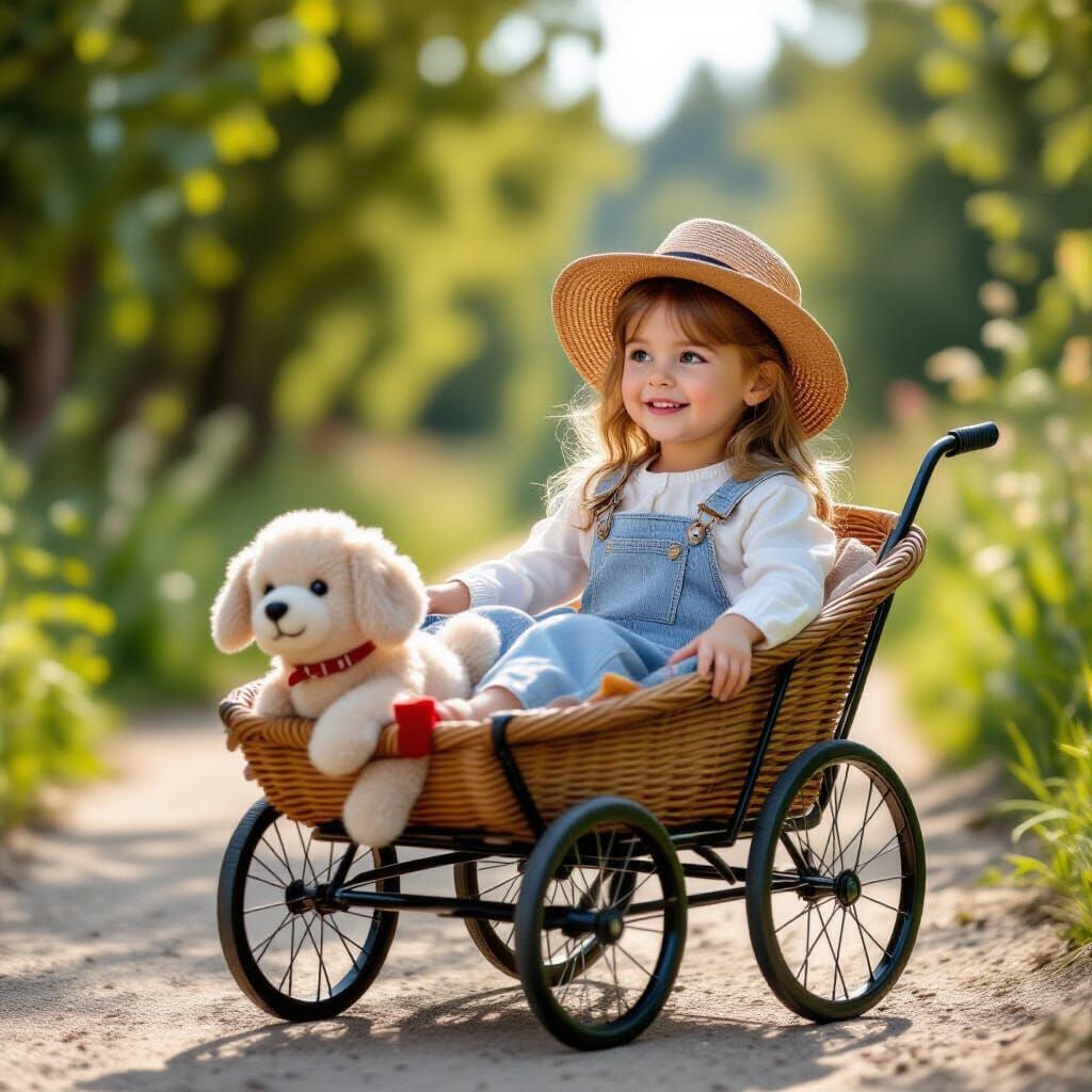 Beautiful Doll in a Stroller