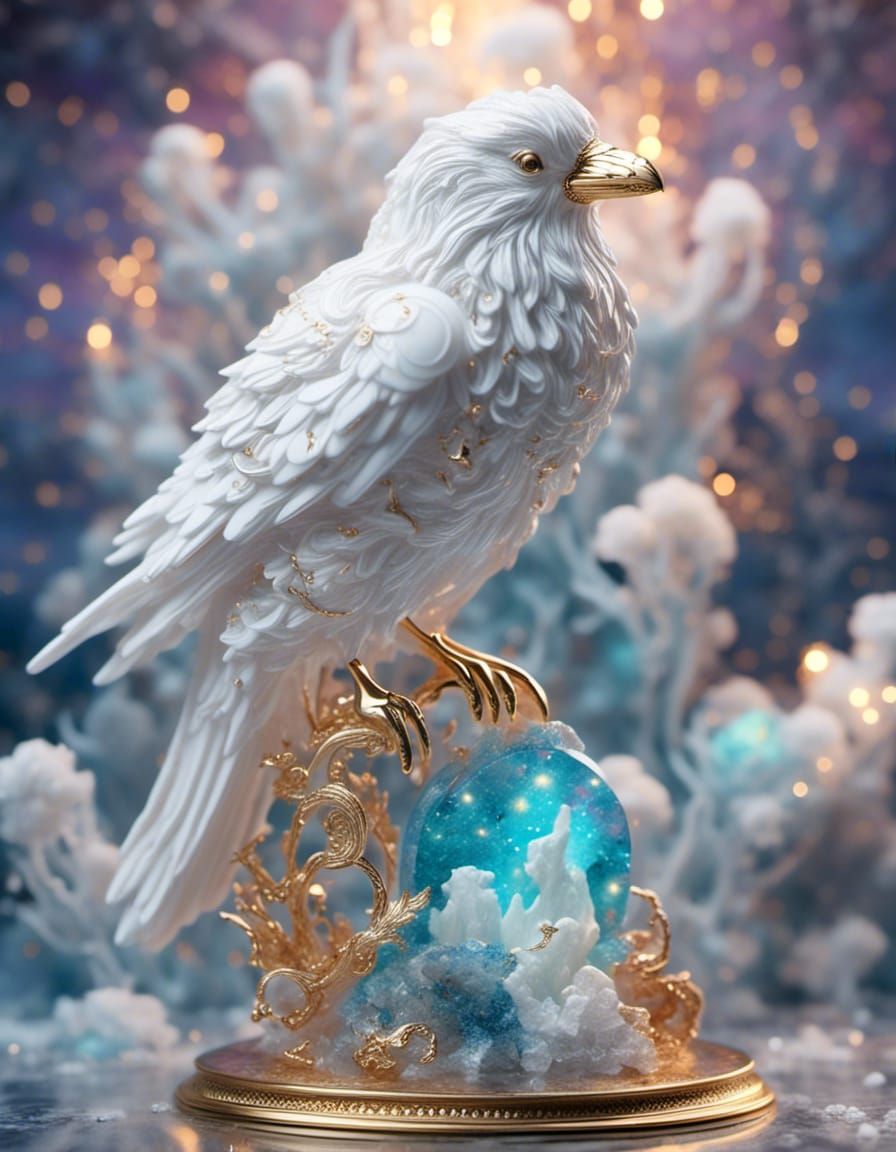 A White Raven on gold and glass