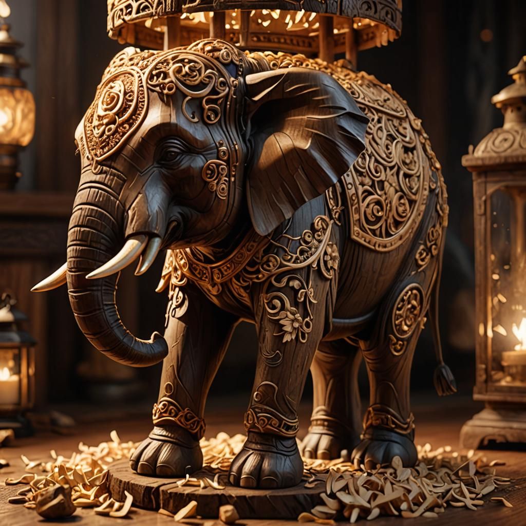 hand carved elephant Carved Work  by @Der_Snoopy