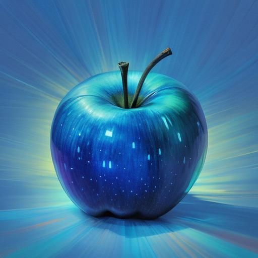 Blue apples that are lit up from inside.