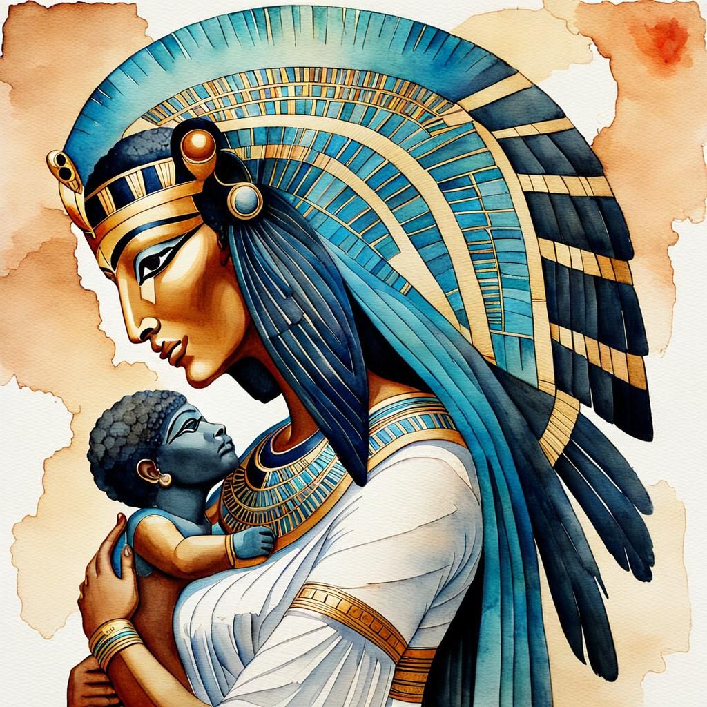 Isis holding baby Horus in her arms - AI Generated Artwork - NightCafe ...