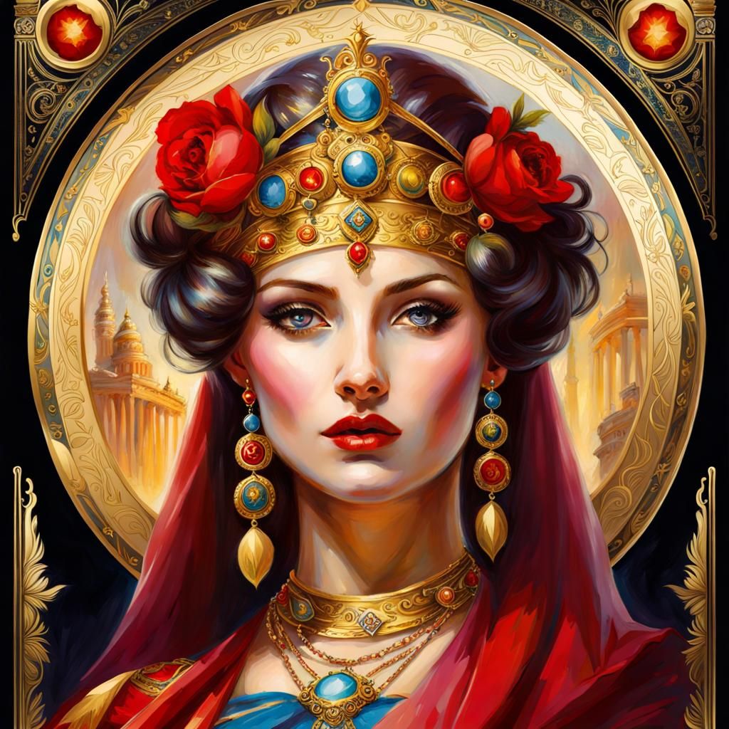 tarot card, a beautiful (tarot card:1.5) of the the empress, beautiful ...