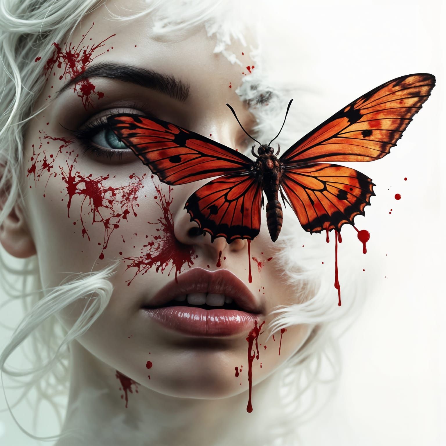 Gothic Horror Photo: Giant Moth on Woman's Face