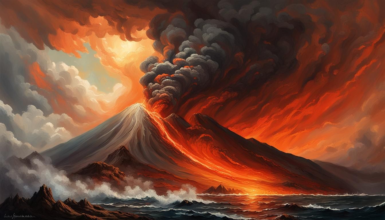 Volcano, Oil on Canvas  by @Wildlife Greg