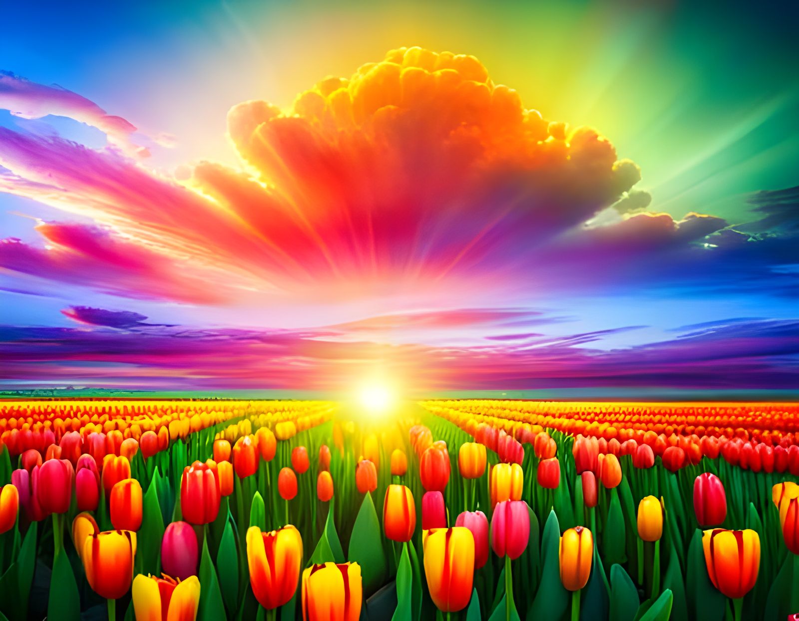 field of thousand sparkling multicolored Tulipa with a surreal gradient strong iridescent bright colorful ...  by @jorgemariozuleta